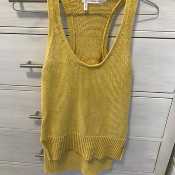 10 Crosby Derek Lam Yellow / Gold Knit Yarn Dressy Top, Racer Back (Sz Sm) - Picture 5 of 9